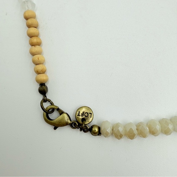 Loft Ann Taylor Multi Beads Wool Clear Rhinstones Long Necklace in Neutral Tones - Picture 8 of 9